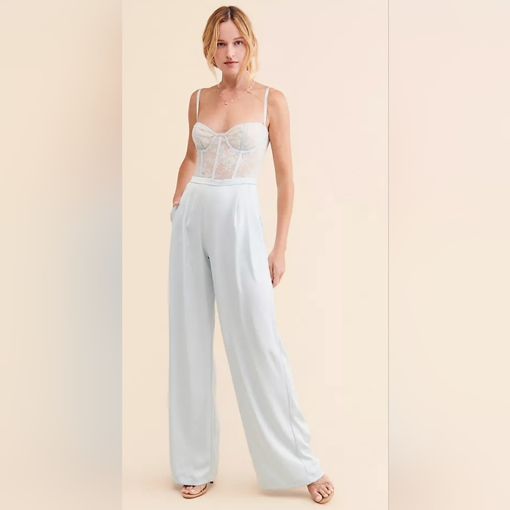 Anthropologie Katie May size large light blue Tink Lace Jumpsuit - Picture 1 of 6